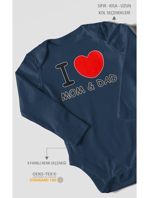 Morivo Kids I Love Mom And Dad Baskılı Bebek Zıbını – Çıtçıtlı Body | %100 Pamuk Uzun Kol