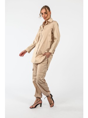 By Özlem Yazan Rahat Kesim Basic Uzun Kadın Gömlek