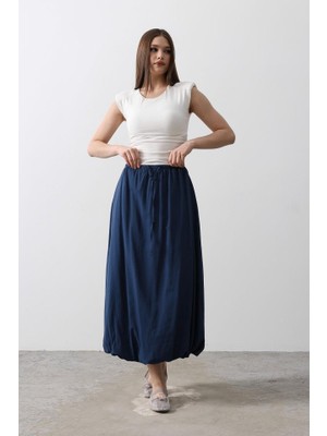 Etiler Collection Beli Bağlamalı Balon Etek - Indigo