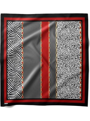 Hawwa Kızıl Hat Desenli Bambu Fular