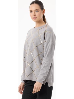 Tığ TNK.21756.1PAYETLİ Baklava Desenli Triko Bluz #11-25#