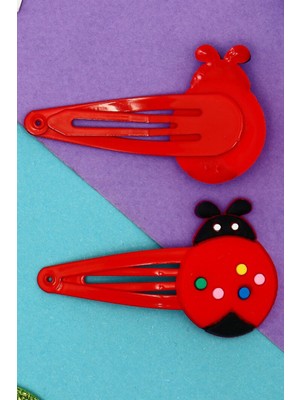 Gampus 4 Lü Uğur Böceği Figürlü Renkli Lüks Çıt Çıt Toka Silikon Kaliteli Çıtçıt Toka Set 4 Adet