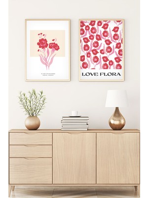 Huhuli Ahsap Cerceveli Sanatsal 2'li Set Tablo