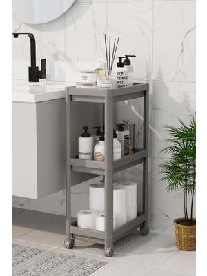 Mutfak Köşesi Peggy 3 Katlı Tekerlekli Raf Ünitesi Banyo Mutfak Düzenleyici Raf Modern Depolama Raf