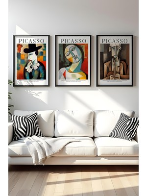 Huhuli Ahsap Siyah Cerceveli Pablo Picasso Tablo Seti HUHU542