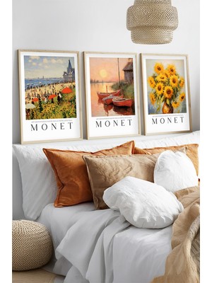 Huhuli Ahsap Cerceveli Claude Monet Tablo Seti HUHU560