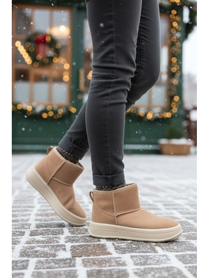 Ayakmod 25001 Vizon Nubuk Içi Kürklü Soğuğa Dirençli Kaymaz Kadın Bot