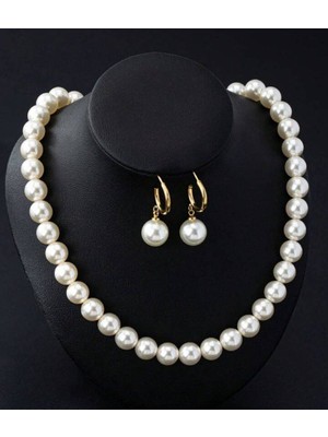 Shiklik 2'li Incili Kadın Takı Seti Kolye, Küpe