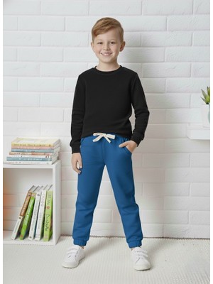 Buufuu Beli Lastikli Çift  Cepli Düz Çocuk Unisex Eşofman Altı