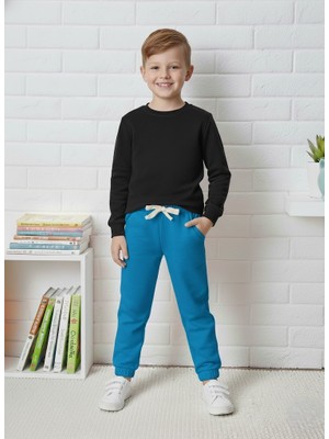 Buufuu Beli Lastikli Çift  Cepli Düz Çocuk Unisex Eşofman Altı