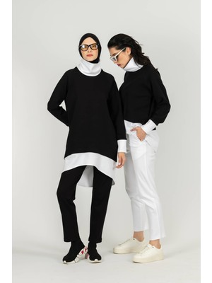 By Özlem Yazan Boğazlı Yaka Uzun Boy Rahat Kesim Kadın Sweat