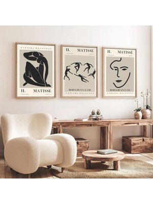 Huhuli Ahsap Cerceveli  3’lu Modern Tablo HUHU255