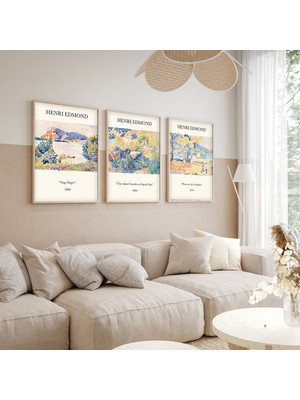 Huhuli Ahsap Cerceveli  3’lu Modern Tablo HUHU266