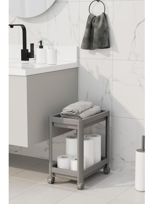 Mutfak Köşesi 2 Katlı Tekerlekli Düzenleyici Raf Beyaz, Banyo Dolabı, Mutfak Tezgah ve Evye Altı, Deterjanlık