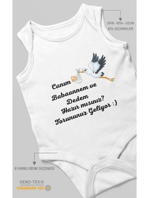 Morivo Kids Canım Babannem ve Dedem Hazır Mısınız? Baskılı Bebek Zıbını – Çıtçıtlı Body | %100 Pamuk Sıfır Kol