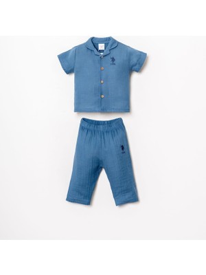 U.S. Polo Assn. U.s. Polo Assn Erkek Bebek Müslin Takım 6-36 Ay Mavi