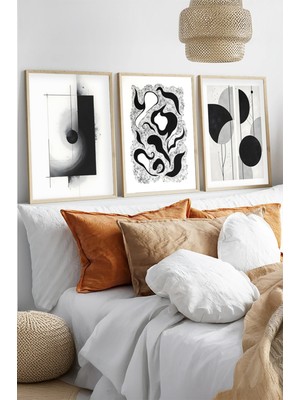 Huhuli Ahsap Cerceveli 3 Parca Set Tablo HUHU425