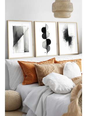 Huhuli Ahsap Cerceveli 3 Parca Set Tablo HUHU433