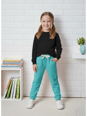 Buufuu Beli Lastikli Çift  Cepli Düz Çocuk Unisex Eşofman Altı