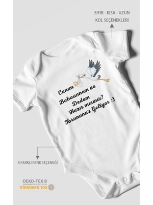 Morivo Kids Canım Babannem ve Dedem Hazır Mısınız? Baskılı Bebek Zıbını – Çıtçıtlı Body | %100 Pamuk Kısa Kol