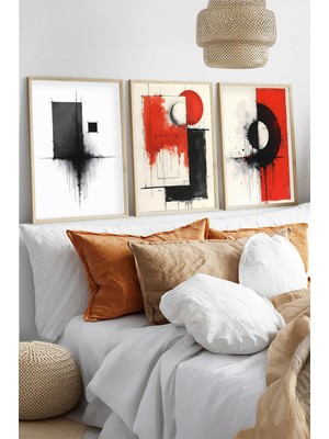 Huhuli Ahsap Cerceveli 3 Parca Set Tablo HUHU441