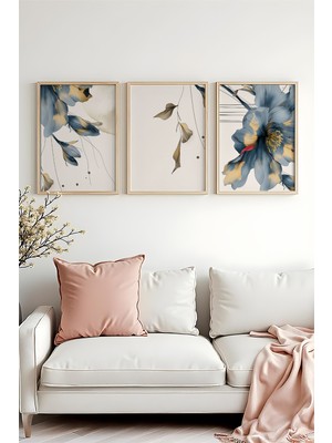 Huhuli Ahsap Cerceveli 3 Parca Set Tablo HUHU471