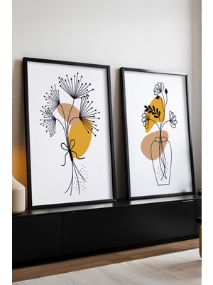 Huhuli Ahsap Siyah Cerceveli 2'li Set Tablo HUHU182