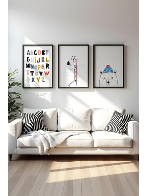 Huhuli Ahşap Siyah Çerçeveli 3'lü Set Tablo Doğa Temalı 20 x 30 cm Kaliteli Malzeme