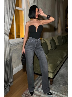 Meecy Kadın Taşlı Jeans Kot Pantolon