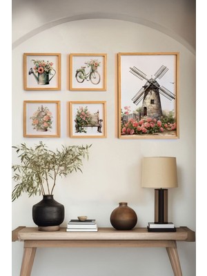 Huhuli Ahsap Cerceveli 5 Parca Set Tablo HUHU465