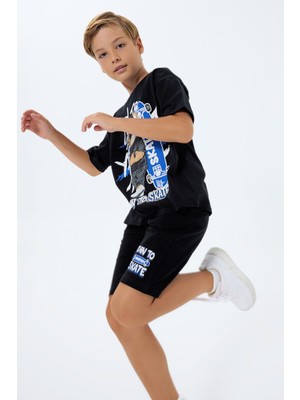 Rolypoly Erkek Çocuk Şortlu Takım 2-15 Yaş Siyah