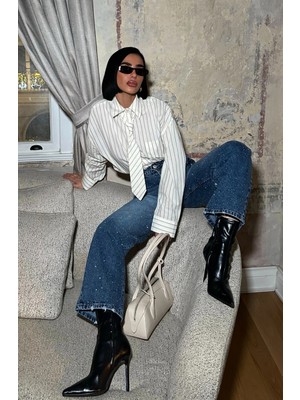 Meecy Kadın Taşlı Jeans Kot Pantolon