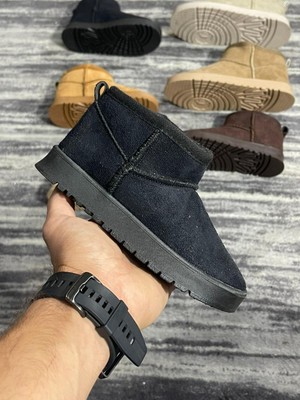 Zubiy Kız Çocuk Bebek Siyah Ultra Mini Süet Bot Içi Kürklü Kışlık Taban Ug Bot