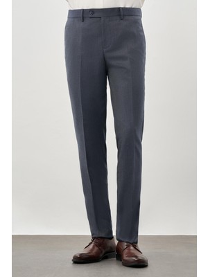 İmza Lacivert Düz Gabardin Esnek Yan Cep Slim Fit Classic Pantolon 1003245209_204