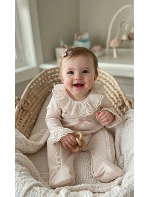 Florije Baby Somon Fisto Detaylı Kız Bebek Tulumu