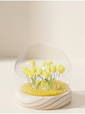 Skygo Ev Dekorasyon Dekoratif Lale Çiçek Gece Lambası LED Işıklı Kristal Taşlı