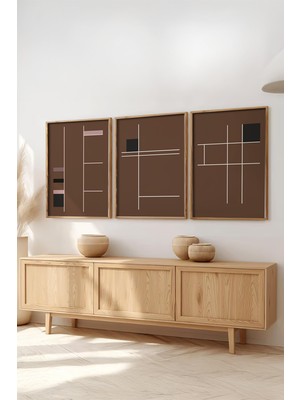 Huhuli Ahsap Cerceveli 3'lu Mocha Moments Tablo HUHU511