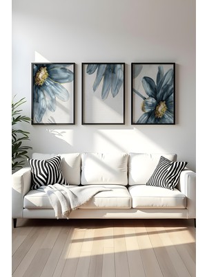 Huhuli Ahsap Siyah Cerceveli 3 Parca Set Tablo HUHU473