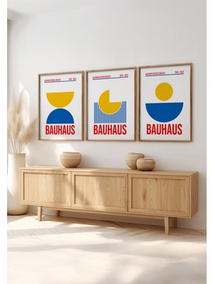 Huhuli Ahsap Cerceveli 3'lu Bauhaus Tablo HUHU524