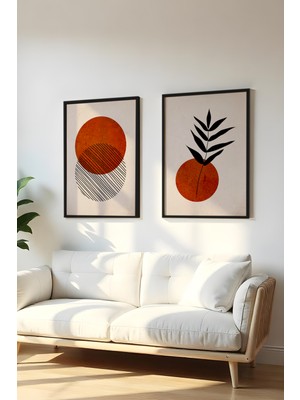 Huhuli Ahsap Siyah Cerceveli 2 Parca Set Tablo HUHU189