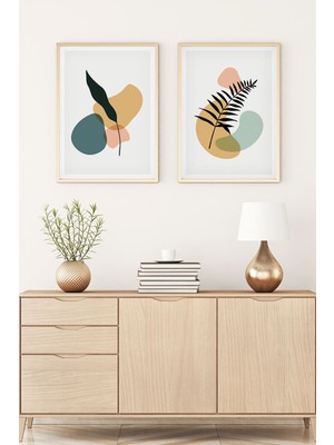 Huhuli Ahsap Cerceveli Modern Tablo Seti HUHU124