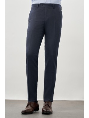 İmza Lacivert Düz Gabardin Esnek Yan Cep Slim Fit Classic Pantolon 1003245209_202