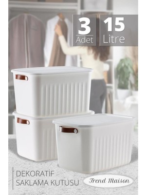 PremiumPort Çok Amaçlı Kapaklı Saklama Kutusu, 3'lü Set, 5 Renk Seçeneği