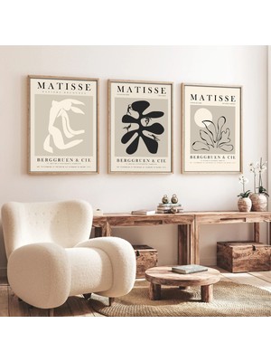 Huhuli Ahsap Cerceveli  3’lu Modern Tablo HUHU252