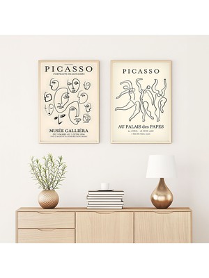 Huhuli Ahsap Cerceveli  2’li Modern Tablo HUHU285