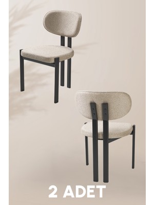 MyMassa Roma Sandalye - Mense Kapuçino Kumaş - Metal Iskelet - Mutfak Sandalyesi - Salon Sandalyesi (2 Adet)