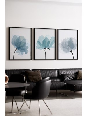 Huhuli Ahsap Siyah Cerceveli Minimalist 3’lu Tablo HUHU206