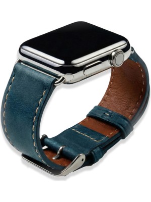 Contact Türkiye Apple Watch Uyumlu Crazy Horse Deri Kordon - Hakiki Full Grain Dana Derisi - Paslanmaz Çelik Adaptör - 38/40/41 - 42/44/45 mm