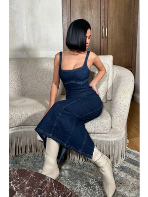 Meecy Askılı Kot Elbise