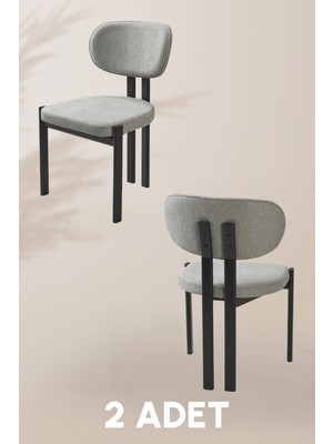 MyMassa Roma Sandalye - Mense Gri Kumaş - Metal Iskelet - Mutfak Sandalyesi - Salon Sandalyesi (2 Adet)